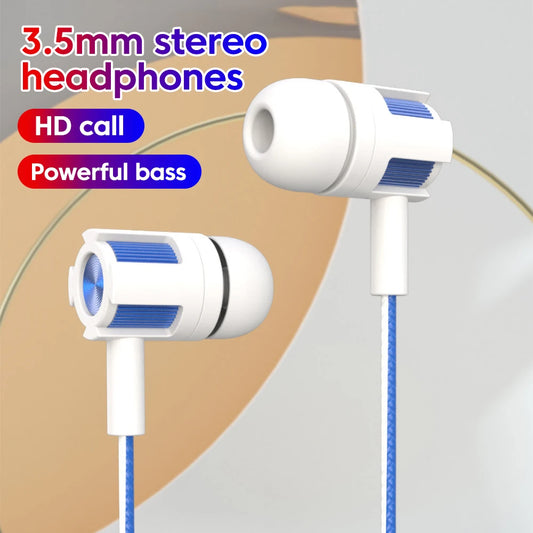 3.5mm Wired Headphones Over Ear HiFi Call Wire Control Earphones With Microphones Headsets For Cellphones Tablet Laptop Earbuds