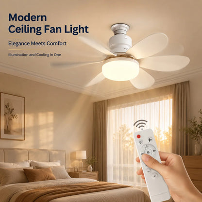 2026 New E27 Ceiling Fan Light, 30W/40W Dimmable LED Fan Lamp with Remote Timer for Bedroom Kitchen Balcony