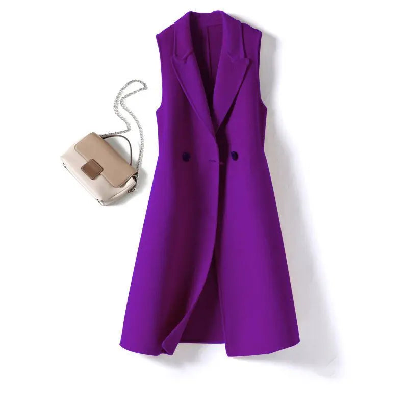 2025 Spring Autumn New Wool Vest Women Coat Sleeveless Oversized Tops  Casual Waistcoat Korean Black Woolen Outwear Female