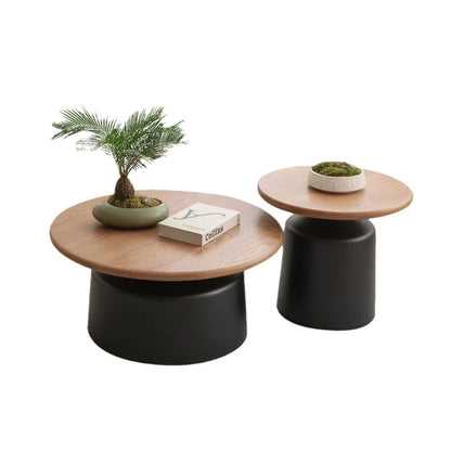 Wooden Round Coffee Table  Minimalist Bedside Stand  Creamy Nordic Living Room and Balcony Side Table for Small Spaces