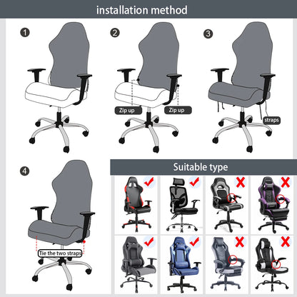 Simple Home Gaming Chair Cover Universal Computer Game Competitive Chair Seat Backrest Armrest Elastic Swivel Chair Covers Home
