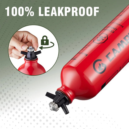 CAMPEAK Liquid Fuel Bottle Can 1L Red Water Bucket for Outdoor Camping with Safety Valve
