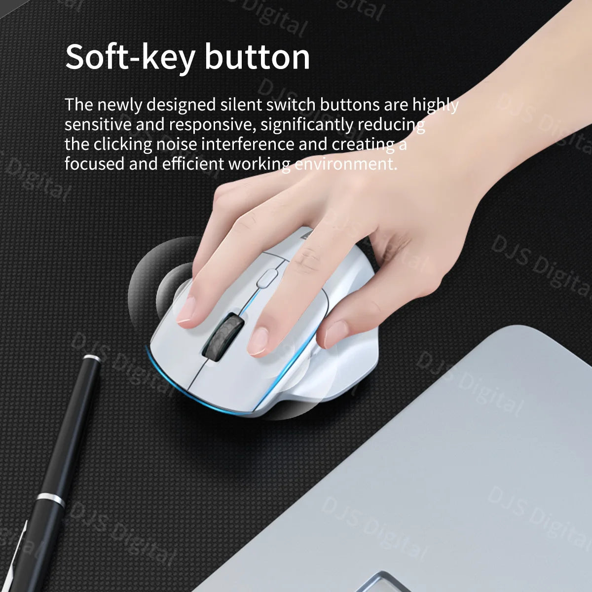 Lenovo Wireless Mouse, Ergonomic Design, Comfortable to Use, Dual-Mode Connection, Suitable for Gaming and Office Use, Large-Capacity Battery