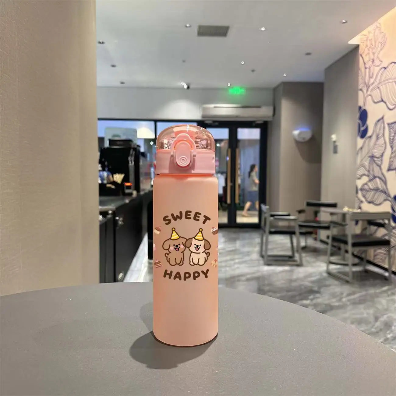 780ml 3D Printed Cute Cartoon Water Bottle Leakproof Plastic Straw Cup Portable Outdoor Large Capacity Sports Water Bottle
