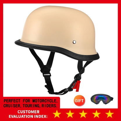 Motorcycle Half Helmet German Leather Vintage Helmet Casco Moto Motorcycle Open Face Helmet Biker Pilot DOT Certification M-L-XL