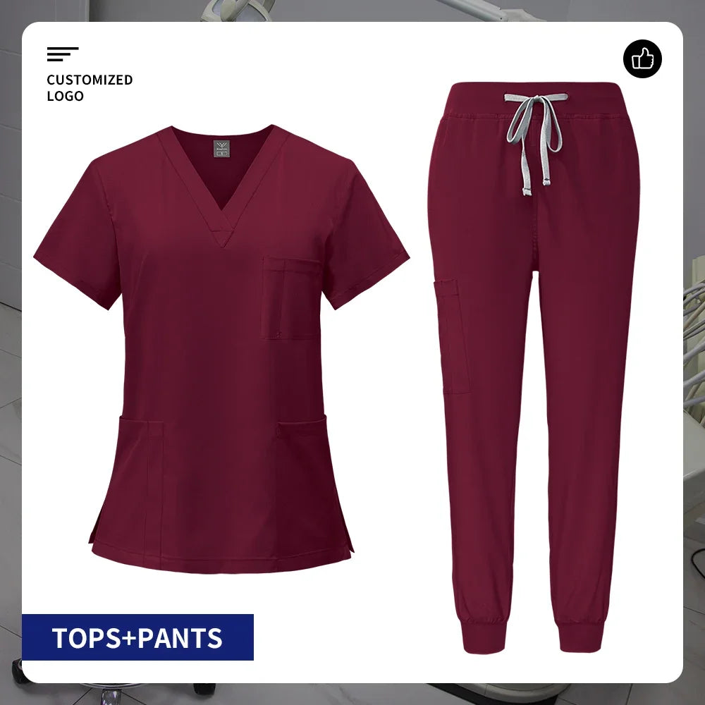 Pet Grooming Institution Surgical Workwear Scrubs Medical Nursing Uniform Customizable Logo Hospital Jogger Clothes with Pocket