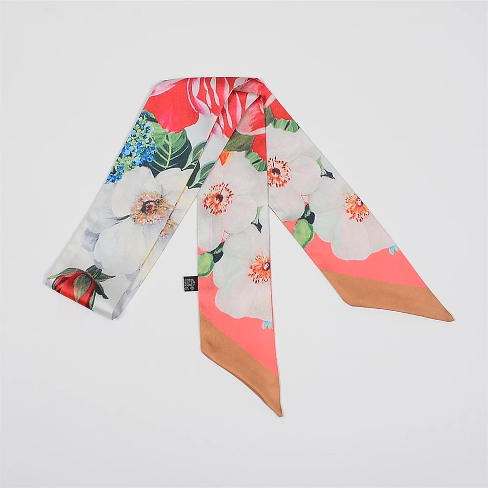 2024 New Luxury Brand Scarf Tarot Women Scarf Bag Hair Skinny Silk Scarves Design Foulard Neckerchief Headband For Ladies