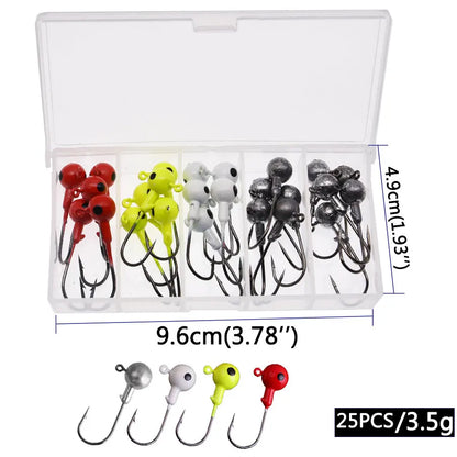 MrLurion Box package 1g 1.5g 3g 5g 6g 7g 8g  jig head fishing hook , soft worm deepwater crank hooks with round head hooks