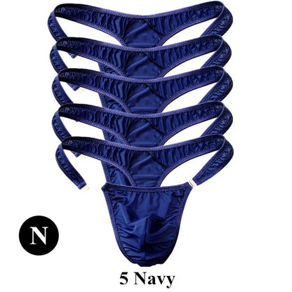 5Pcs/Set Men Sexy G-string Transparent Buckle Low Waist Thong Nylon High Quality Underwear U Pouch Cozy Underpants Fast Shipping