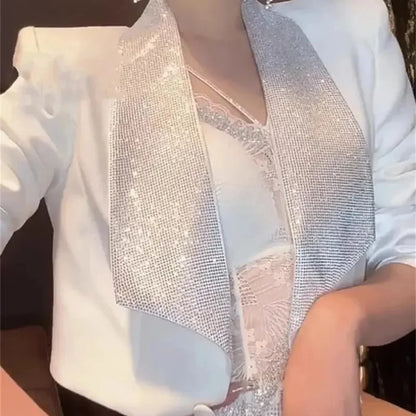 Spring Summer Short Jacket 2025 New Single Buckle Women's Clothes Blouse Coat Solid Color Fashion Hot Drilling Female Outeawer