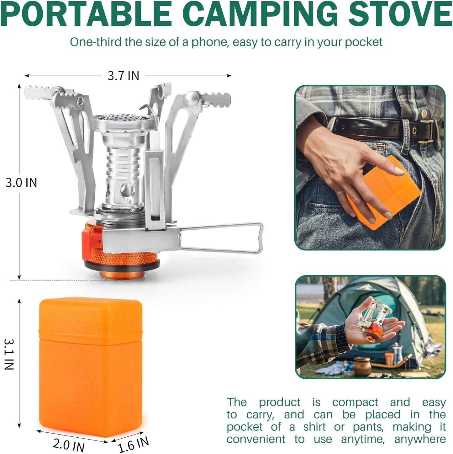 Portable Camping Stoves Backpacking Stove with Piezo Ignition Stable Support Wind-Resistance Camp Stove for Outdoor Cooking