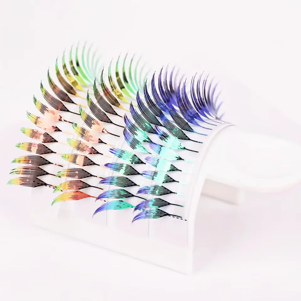 AGUUD Shiny Tinsel Manga Comic Spire Lash Glitter Color Anime Eyelash Extension Feather Shape Premade Fans Party Makeup Lashes