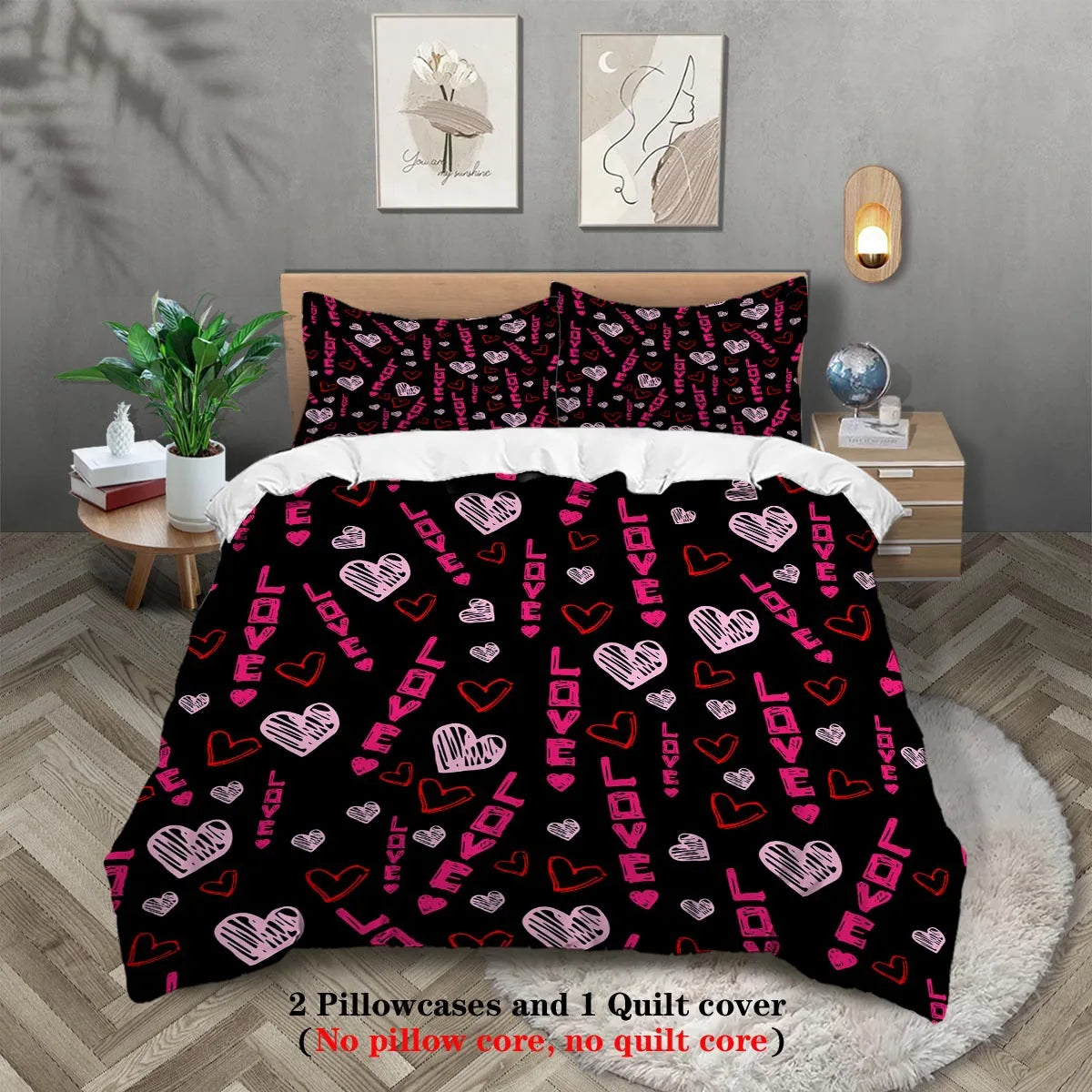 Luxury 3PC Comforter Bedding Set - Soft Microfiber Bedspread Cover with Duvet Cover Pillowcases Bed Sheet Sets for Double/King
