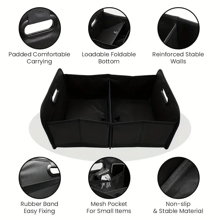 Car Trunk Organizer, Collapsible Compartment Car Organizer, Space-Saving, Foldable Waterproof for All Cars, SUVs, Mini-Vans