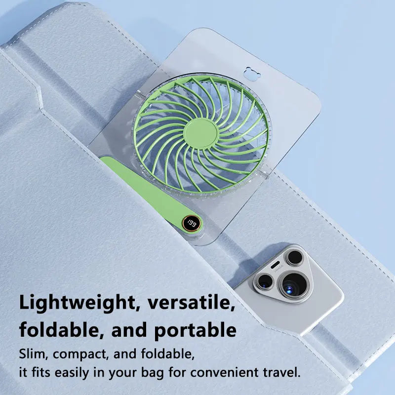 Lenovo Foldable Table Fan for Home Rooms Compact Mini Portable Digital Display 199-Speed Stepless Adjustment USB-Rechargeable