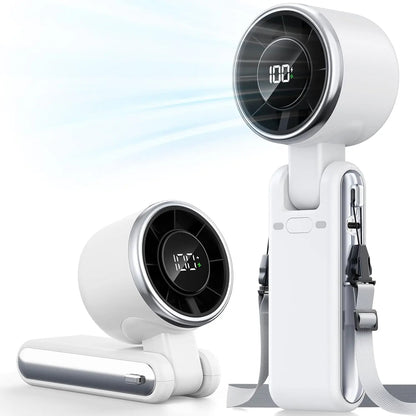 Mini High-speed Handheld Fan Usb Charging Digital Display Portable Desktop Folding Hanging Camping Violent Turbo Fan