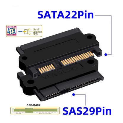 SAS SFF-8482 22Pin to SATA 7-Pin + 15-Pin Converter Adapter Card for SATA-Compatible SAS Hard Disk Drive Motherboard
