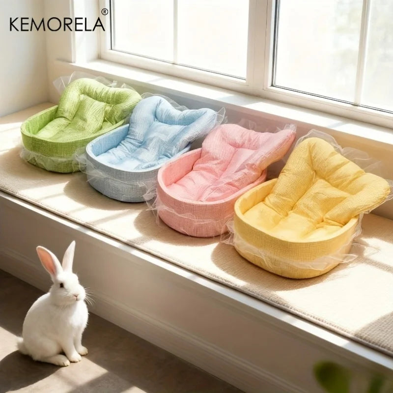 1PCS Soft Cute Bunny Princess Nest - Fluffy Rabbit Bed with Lace Edges, Cozy Plush Bedding for Small Pets, Hamsters, Guinea Pigs