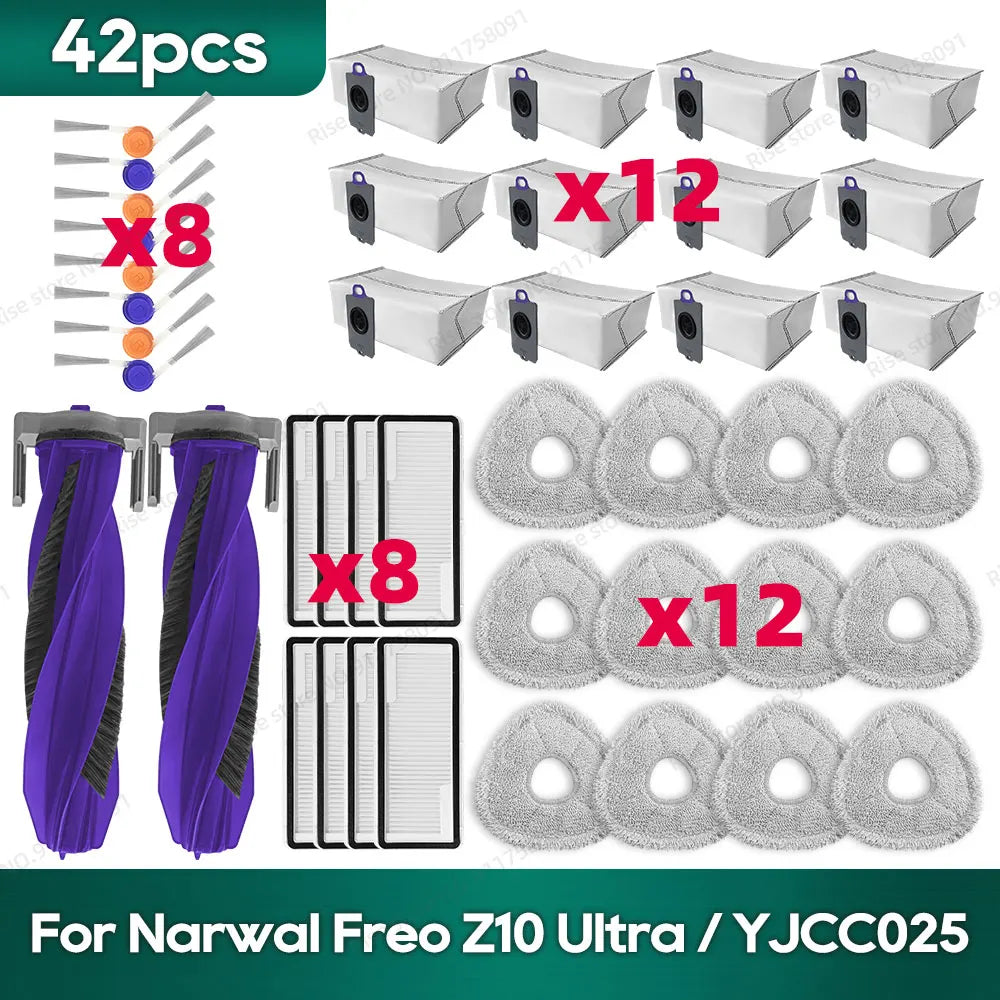 Compatible for Narwal Freo Z10 Ultra / YJCC025 Accessories Roller Brush Hepa Filter Dust Bag Mop Cloth