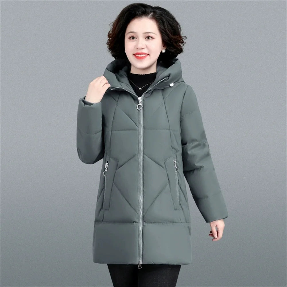 New Loose Women Snow Jacket 3XL 4XL 2026 Winter Women Jacket Warm Parkas Female Thicken Coat Cotton Padded Long Hooded Outwear