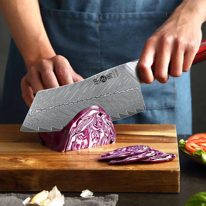YIZEMA 7" Cleaver Knife Japanese Damascus Steel Sharp Meat Slicer Vegetable Chopper Kitchen High Quality Professional Chef Knife