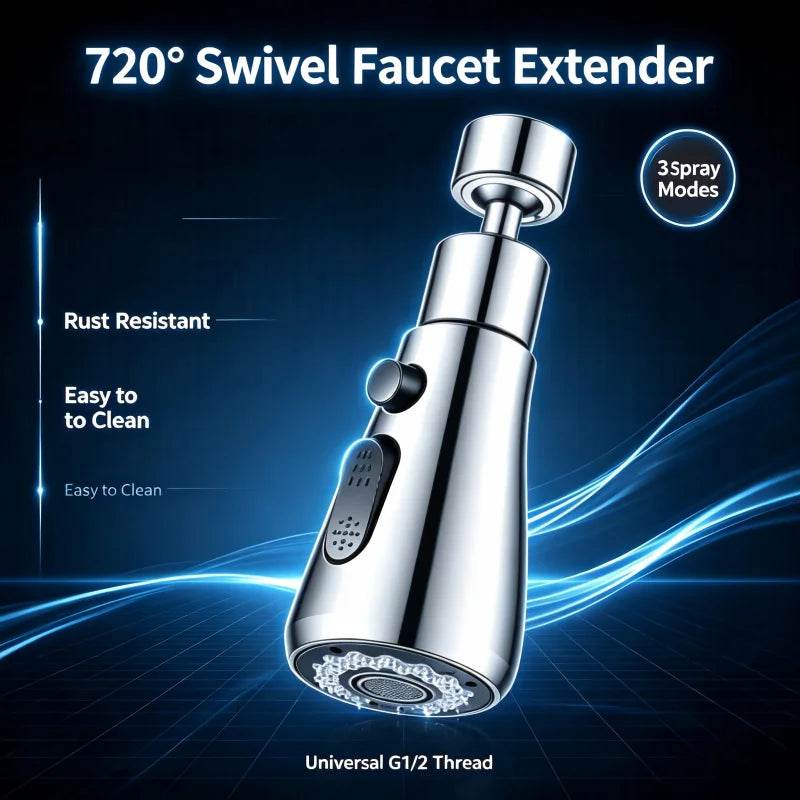 Universal 360° Rotatable Kitchen Faucet Extender Aerator Plastic Splash Filter Bubbler Nozzle for Kitchen Sink Basin