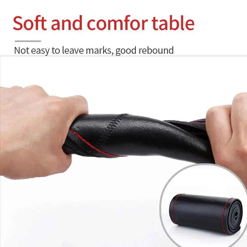 Genuine Leather Steering Wheel Cover For Car Braiding Steering Wheel Protector Covers Anti Scratch Steering Accessories