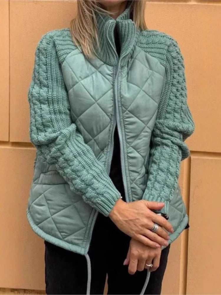 Elegant Casual Coat Women New Fashion Cardigan Zipper Long-sleeved Stand-up Collar Women's Jacket Cotton Jacket Womens Clothing