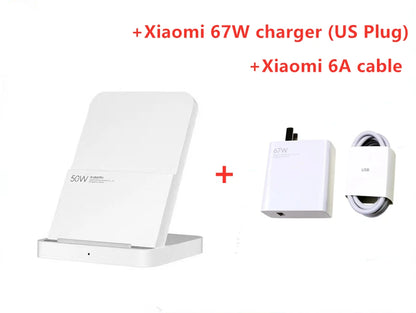 Xiaomi Mi 50W Wireless Charger Pro Vertical Air Cooling Fast Charging For Xiaomi 17/15/14/13/12 Series For iPhone Series