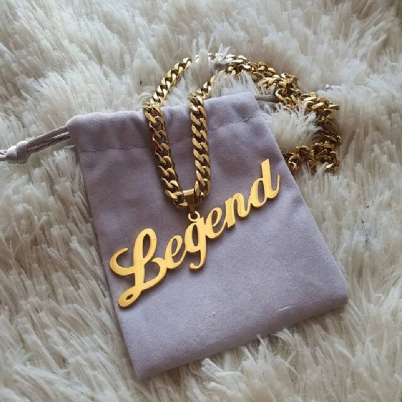 Custom Movable Big Name Pendant Necklace Stainless Steel Cuban Chain Nameplate Personalized Necklace For Women Fashion Jewelry