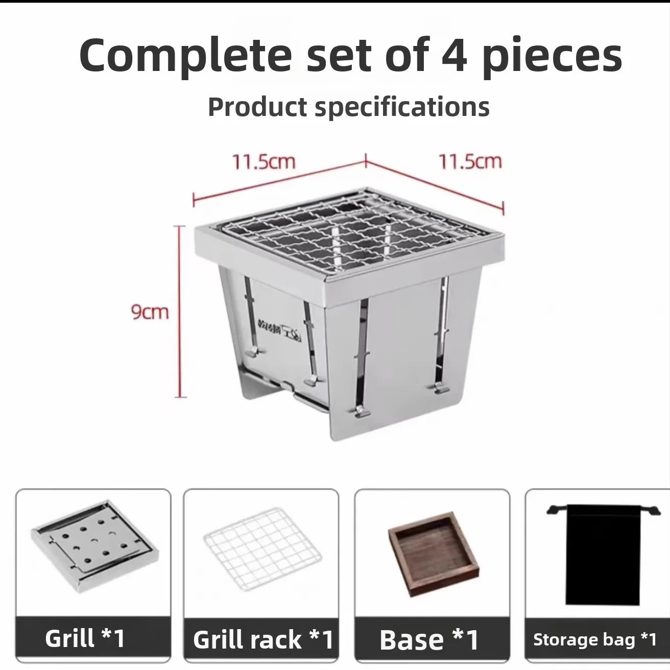 Portable Folding Stainless Steel Pocket Stove Indoor Outdoor Camping Travel BBQ Grill Tea Cooking Lightweight Compact Design