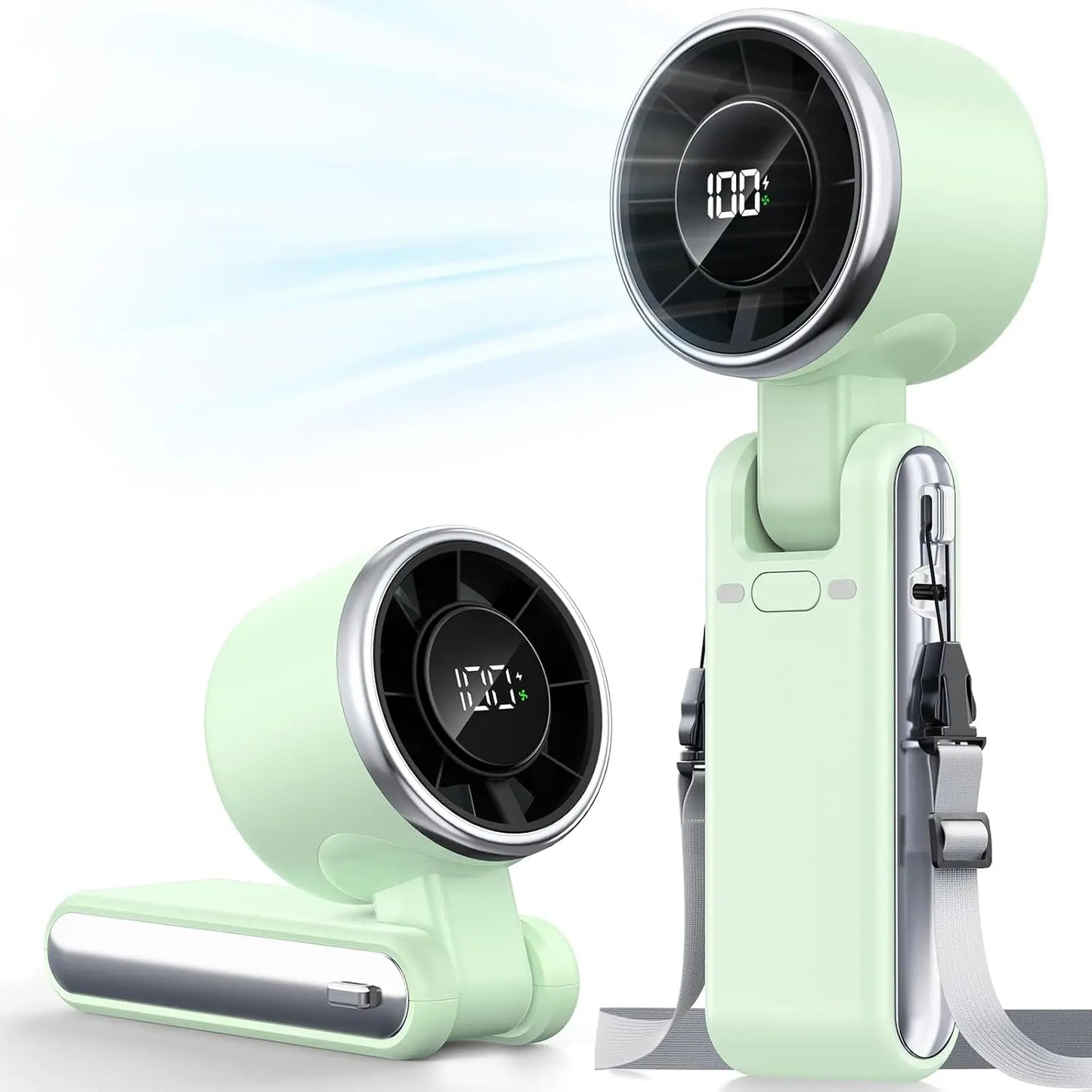 Mini High-speed Handheld Fan Usb Charging Digital Display Portable Desktop Folding Hanging Camping Violent Turbo Fan