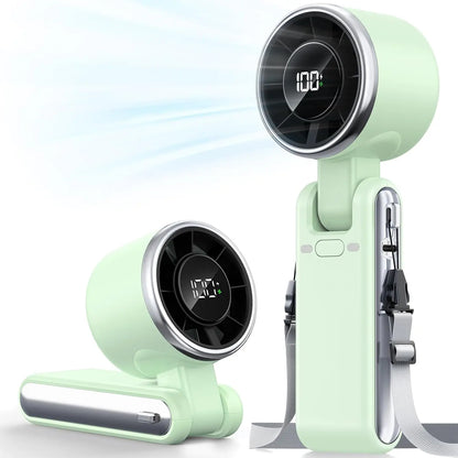Mini High-speed Handheld Fan Usb Charging Digital Display Portable Desktop Folding Hanging Camping Violent Turbo Fan