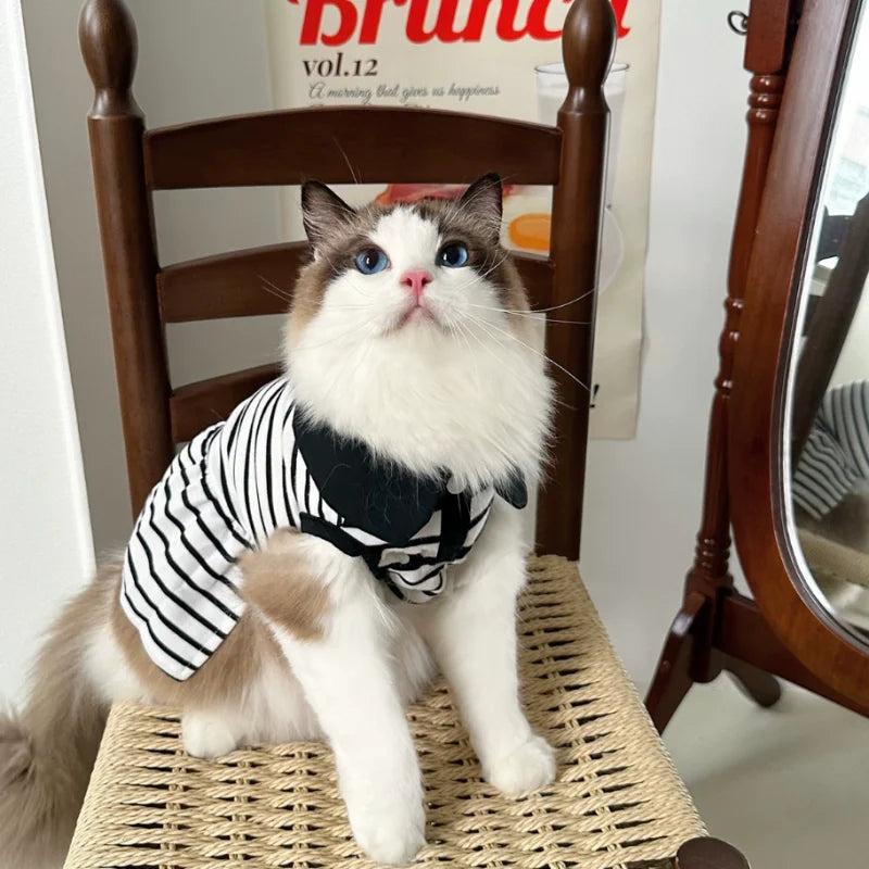 Pet T Shirt for Dogs Cats Puppy Summer Dress Dog Clothes Black White Dog Costume with Buckle 2 Set Chihuahua Bichon Clothing