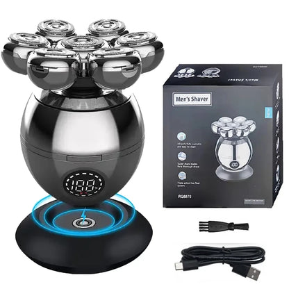 5 In 1 Electric Head Shaver for Bald Men 7D Floating Cutter Beard Trimmer Clipper IPX5 Waterproof Shaving USB Wireless Charging