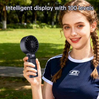 Portable Handheld Fan with LED Display,5 Speeds,150°Folded,3-IN-1 Hand/Desk/Neck Multifunction Personal Fan