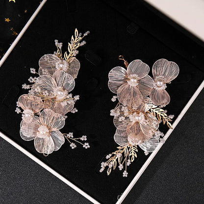 Bridal Wedding Headband Flower Pearl Hairpin Hair Accessories for Women Hair Jewelry Party Bride Headpiece Bridesmaid Gift