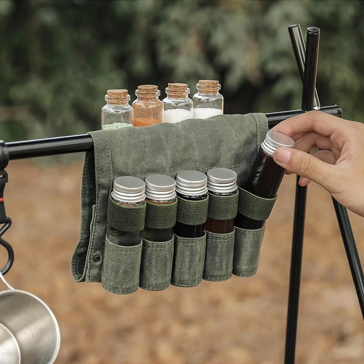 Outdoor Camping Spice Bottle Bag Set Portable Camping Picnic Seasoning Bottle Storage Bag Condiment Jar Seasoning Bottle Holder