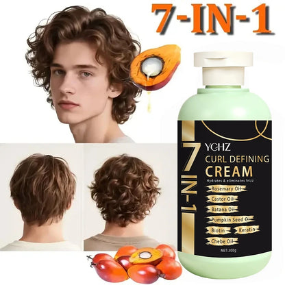 Curly Hair Care Cream, Deeply Moisturizing and Long-Lasting, Suitable for Wavy and Curly Hair, Protects Permed and Curled Hair, Enhances Cream, Suitable for All Hair Types