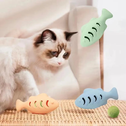 Interactive Fish Shaped Cat Toy Silicone Catnip Chew Toy Treat Dispenser For Boredom Relief Teeth Cleaning Pet Supplies