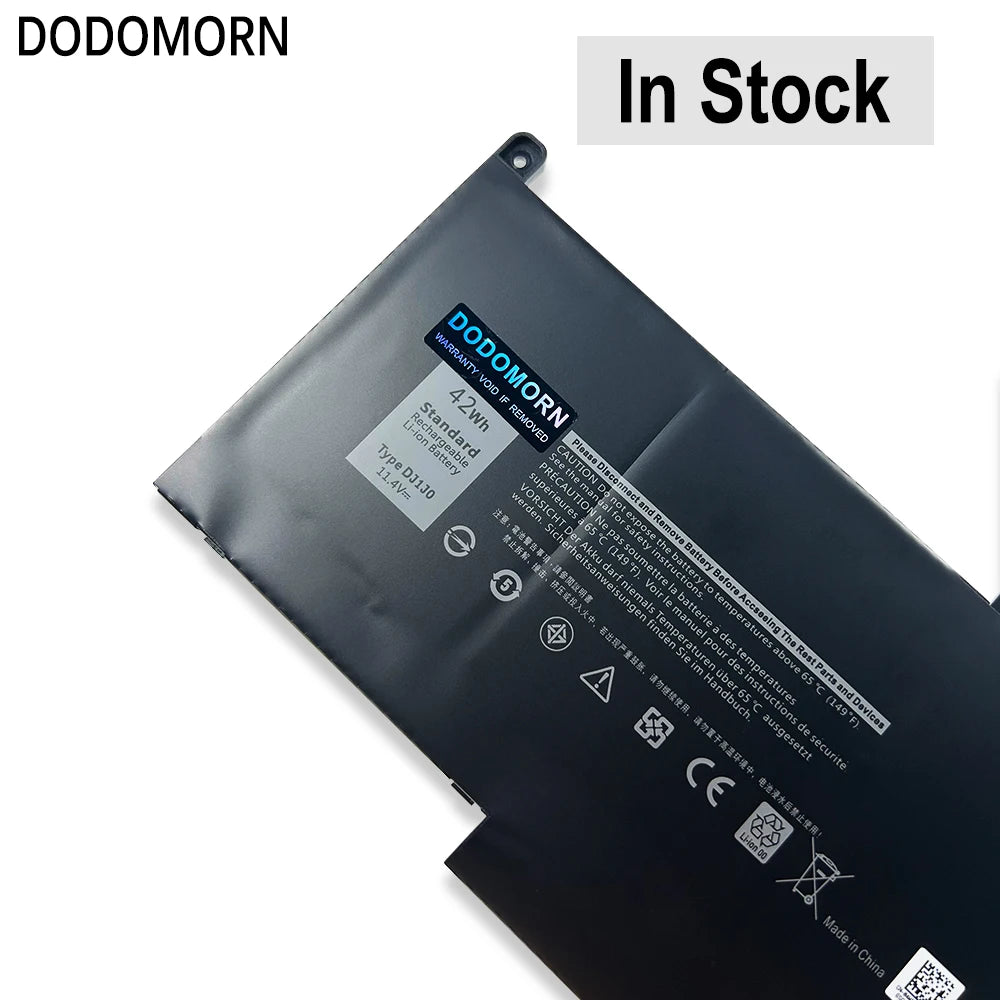 FOR DELL Latitude 12 7000 7280 7380 7480 Series Laptop Battery Replacement DJ1J0 DJ1JO 0NF0H ONFOH PGFX4 11.4V 42Wh DODOMORN