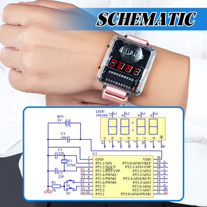 DIY Electronic Watch Kit Creative LED Digital Display 3V Transparent Case Practical Welding DIY Electronic Kit