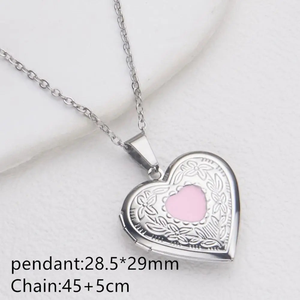DIY Necklace Photo Picture Locket Necklace New Valentine's Day Openable Floral Heart Necklace Heart Locket Necklace