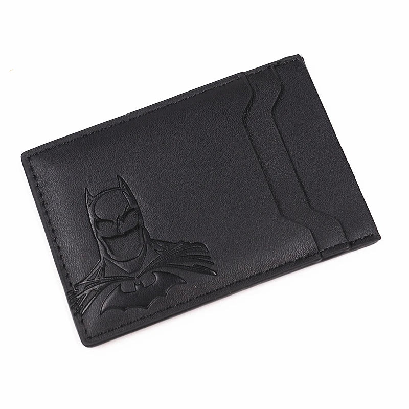 Bat ID Wallet For Men Leather Slim Card Holder Case Cover With Cutout Superhero Face Eyes Mask Gift For Husband Teens Boy Friend