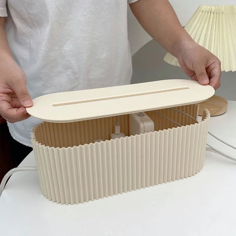 Large Capacity Wire Management Box Dustproof Desktop Organizer for Power Strips Chargers Cables Data Line Storage Case
