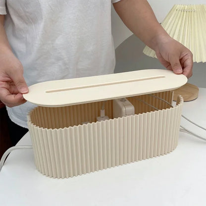 Large Capacity Wire Management Box Dustproof Desktop Organizer for Power Strips Chargers Cables Data Line Storage Case