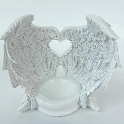 Angel Wings Heart Feather Crystal Ball Base Resin Statue for Home Decor Tabletop Display Stand Home Decor