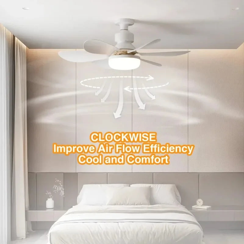 30W/40W Ceiling Fan with Remote Control LED Light Fan E27 Base, Intelligent Silent Ceiling Fan for Bedroom and Living Room