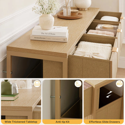 9-Drawer Wide Modern Cabinet Suitable for Dressing Table with Wood & Painted Painted Doors, Ample Storage Dresser for, Bedroom