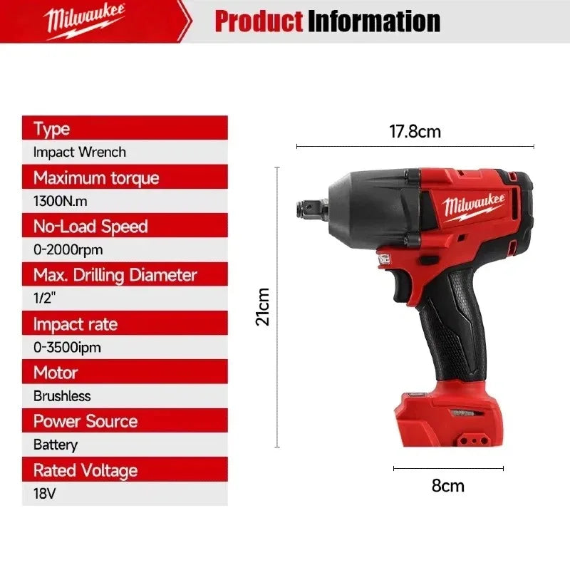 Milwaukee Brushless Power Tool Set, Angle Grinder, Drill, Polisher, Impact Wrench, Multi-function Cordless Power Tools Hot Sale